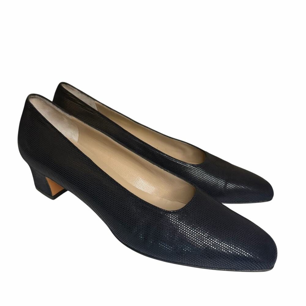 Salvatore Ferragamo Snake Skin Leather Heels Made in Italy Navy Blue Women’s 9